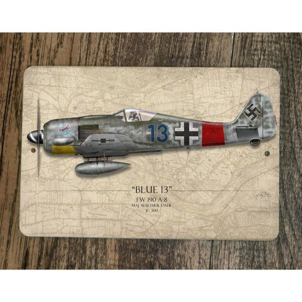 Blue 13 FW 190 A-8 Military Jet Plane 8x12 Metal Wall Sign Poster